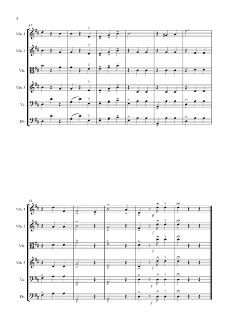 The Blue Danube for String Orchestra String Quartet scores gallery preview page 4