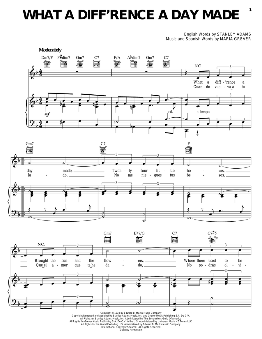 What A Diff'rence A Day Made Guitar scores gallery preview page 1