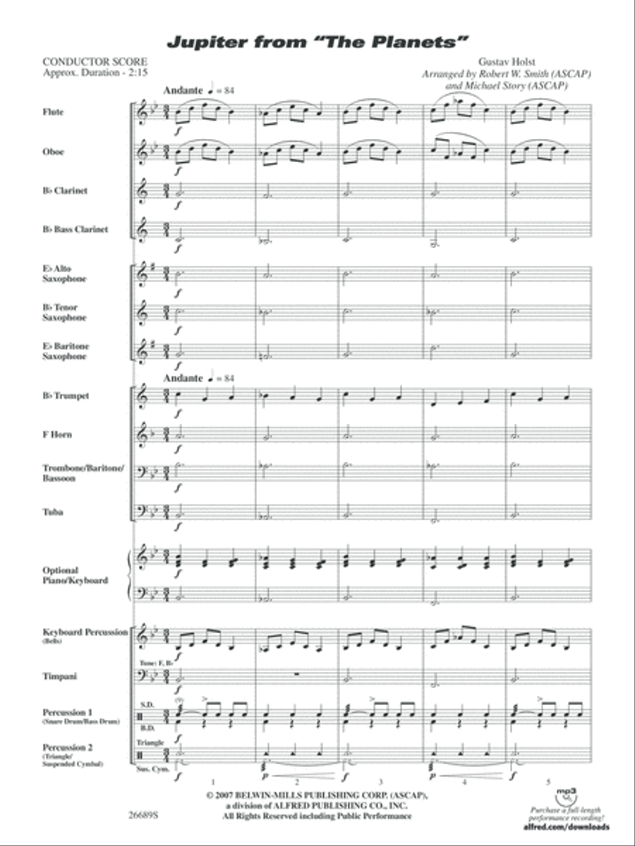 Jupiter (from The Planets): Score Concert Band scores gallery preview page 3