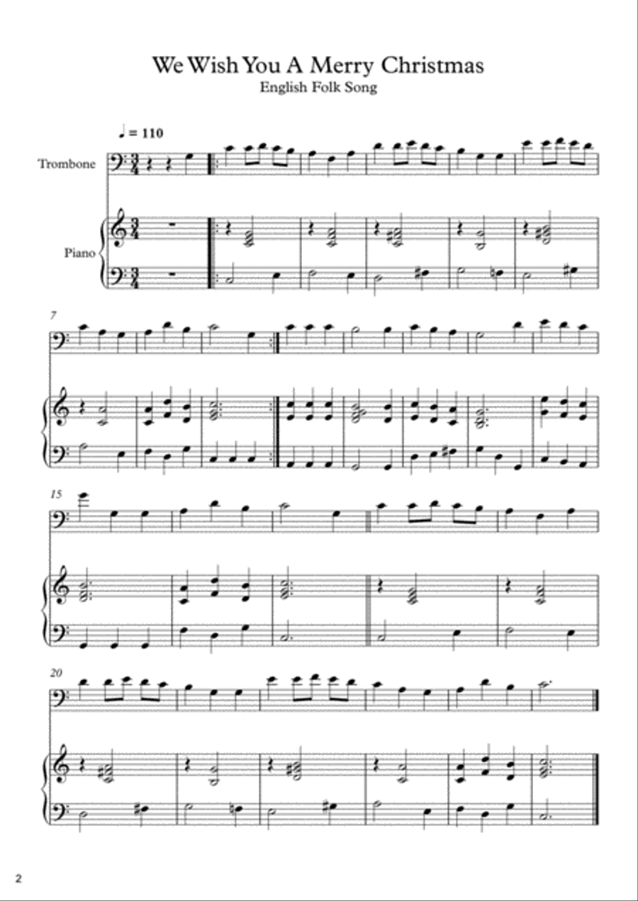 10 Christmas Songs For Trombone & Piano Piano Accompaniment scores gallery preview page 3