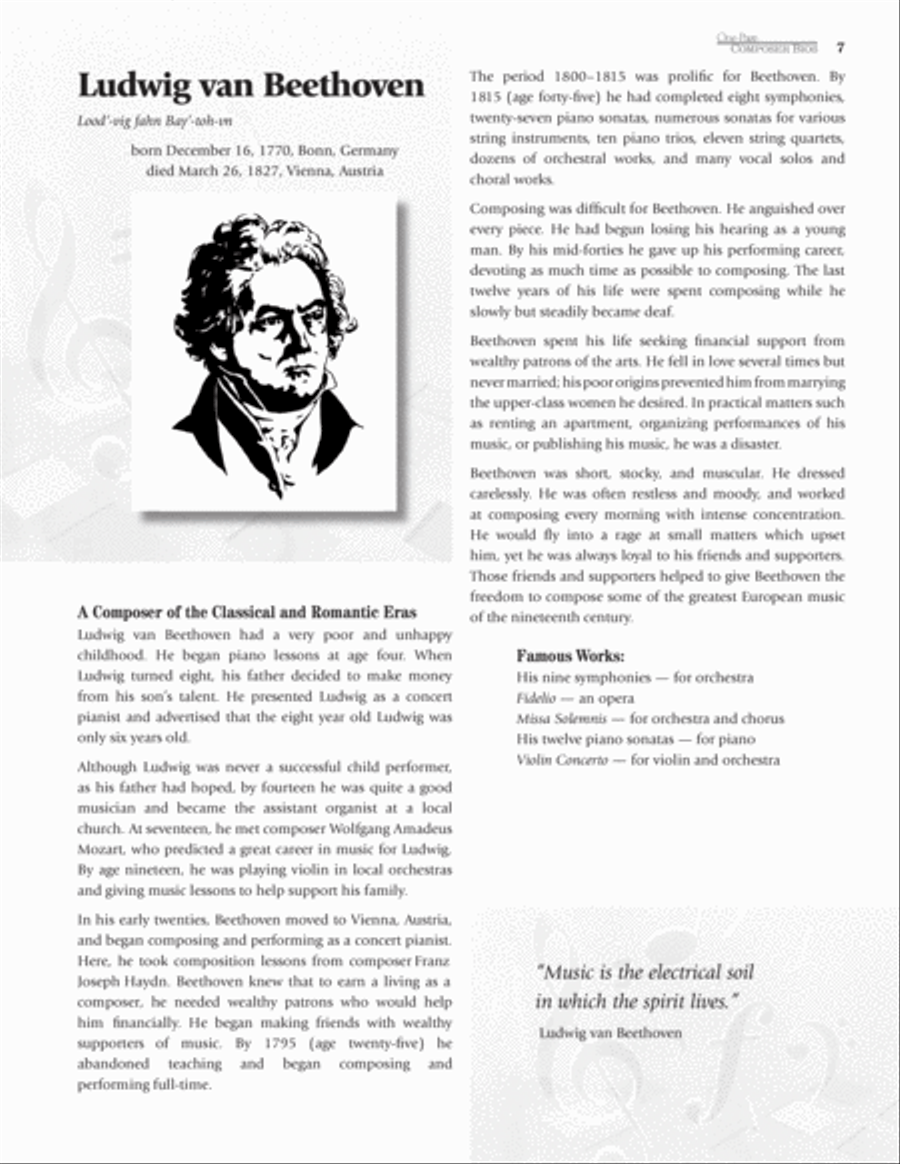 One-Page Composer Bios CD scores gallery preview page 4