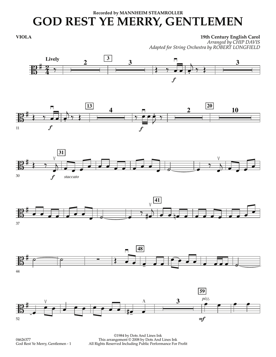 God Rest Ye Merry, Gentlemen - Viola Orchestra scores gallery preview page 1