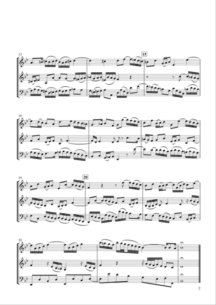 Sinfonia No.14 BWV.800 for Two Violins & Violoncello String Duet scores gallery preview page 2