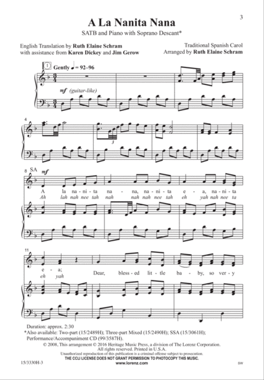 A La Nanita Nana A La Nanita Nana 4-Part scores gallery preview page 2