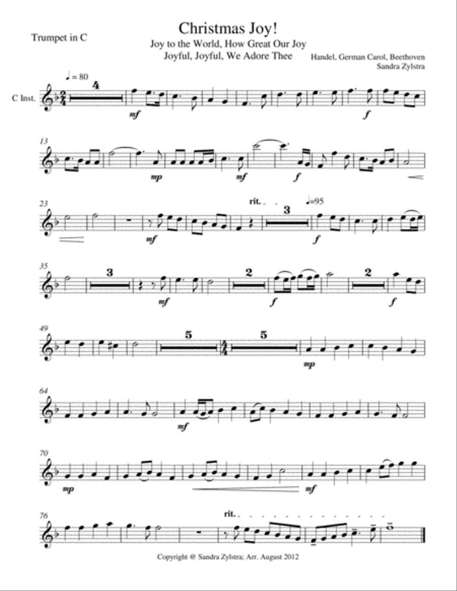 Christmas Joy! (treble C instrument part only) Small Ensemble scores gallery preview page 1
