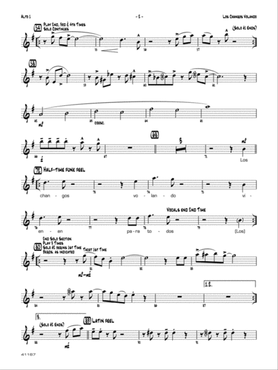 Los changos volando: E-flat Alto Saxophone Jazz Ensemble scores gallery preview page 2