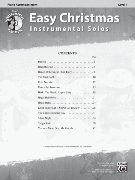 Easy Christmas Instrumental Solos for Strings, Level 1 image number null
