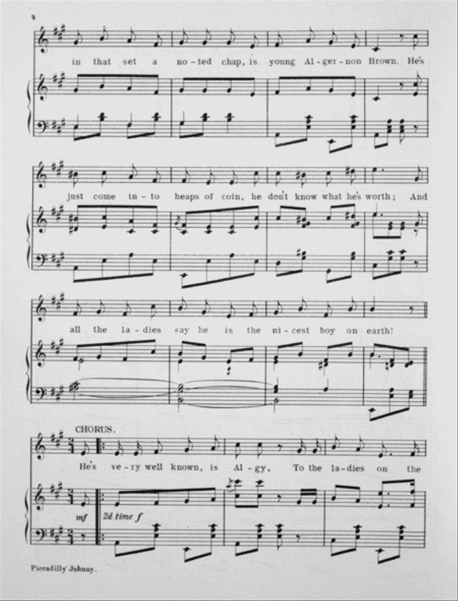 Vesta Tilley's New Songs. The Piccadilly Johnny With The Little Glass Eye, or, Algy Voice scores gallery preview page 3