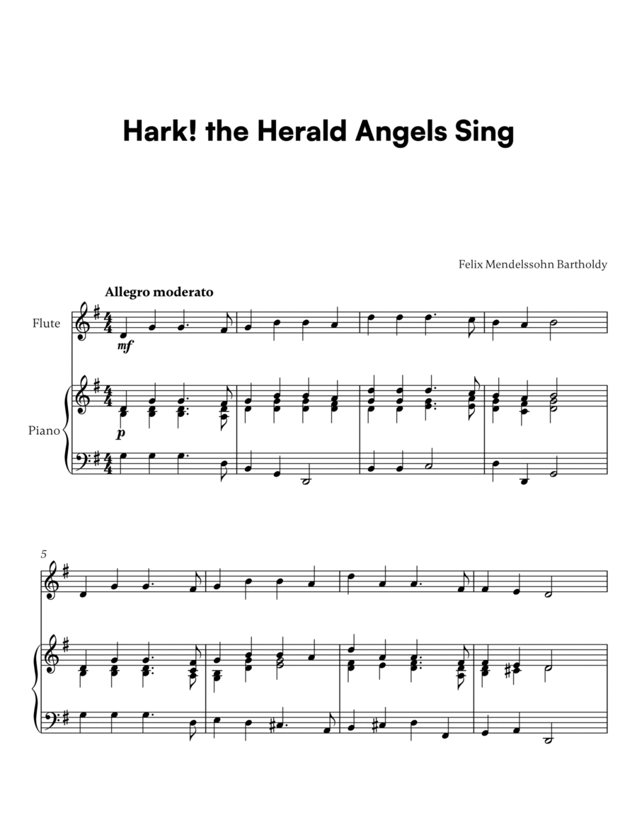Hark! the Herald Angels Sing (for Flute and Piano) image number null