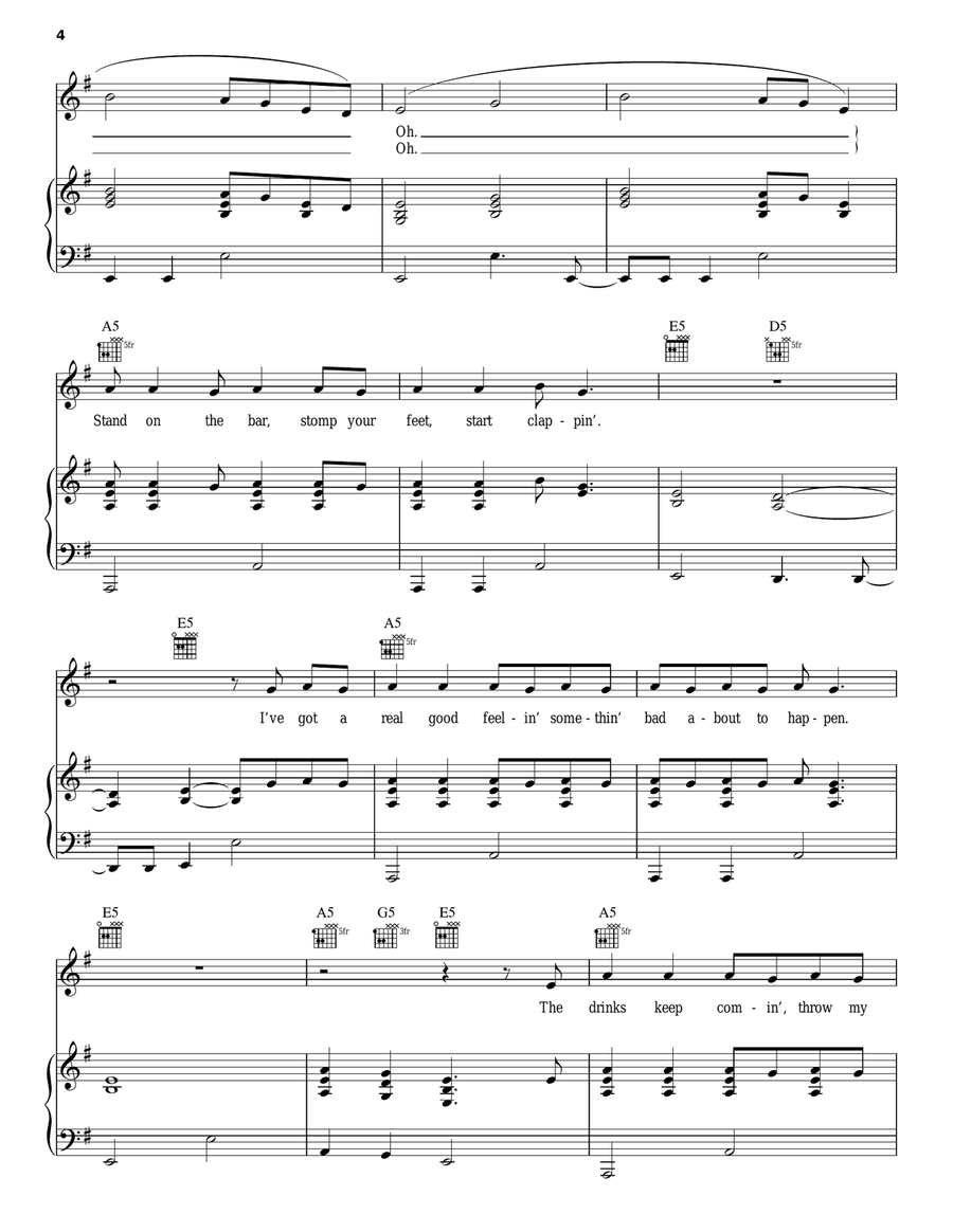 Somethin' Bad Somethin' Bad Piano, Vocal, Guitar scores gallery preview page 4