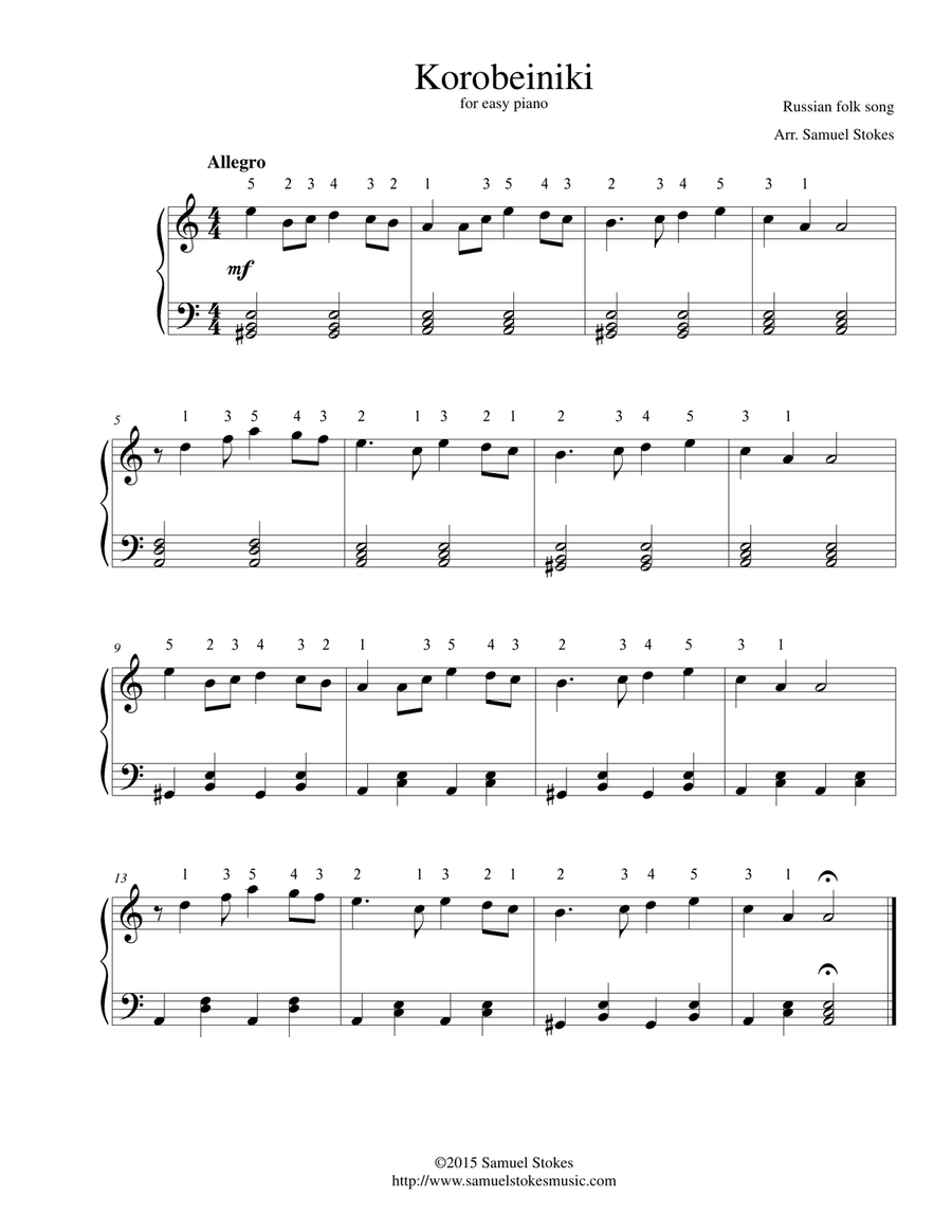 Korobeiniki accordion outlet sheet music