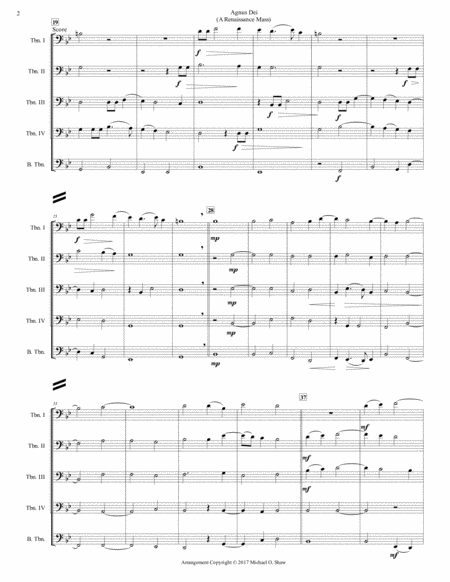 Agnes Dei (A Renaissance Mass) for Trombone Quintet, 4 Tenor Trombones and 1 Bass Trombone image number null
