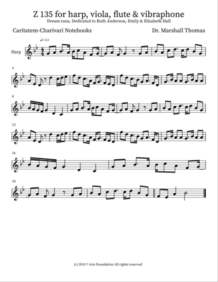 Z 135 for harp, viola, flute & vibraphone Flute scores gallery preview page 5