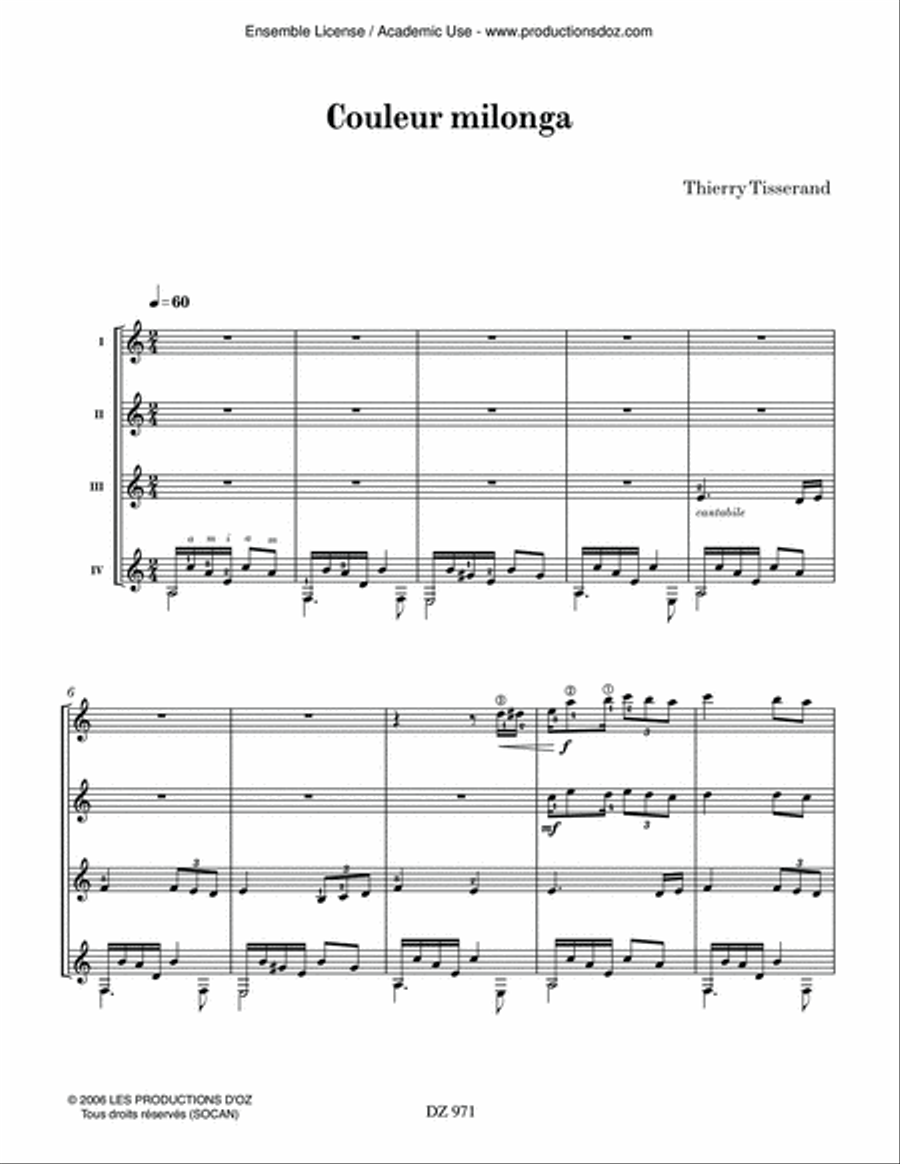 Couleur milonga Guitar Ensemble scores gallery preview page 3
