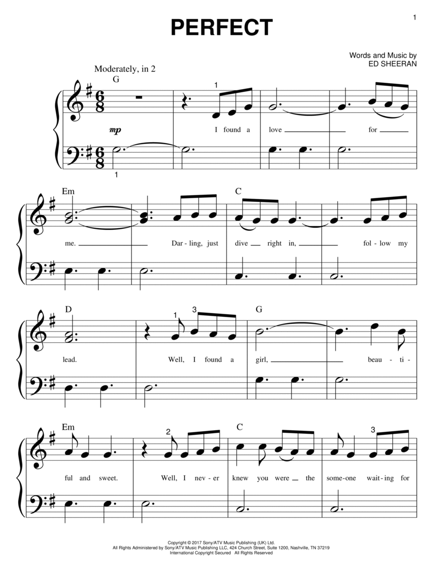 Perfect Perfect Easy Piano scores gallery preview page 1