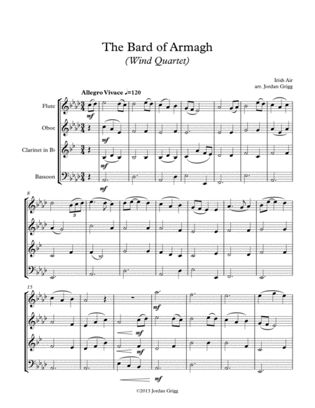 The Bard of Armagh (Wind Quartet) image number null