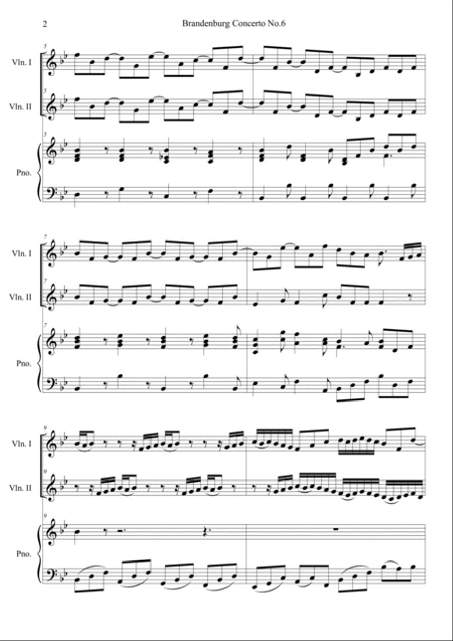 Brandenburg Concerto No. 6 in B flat major, BWV 1051 Mov.3 Allegro Piano Trio scores gallery preview page 2