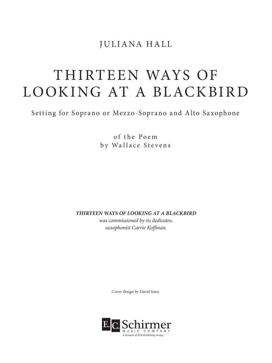 Thirteen Ways of Looking at a Blackbird Alto Saxophone scores gallery preview page 1