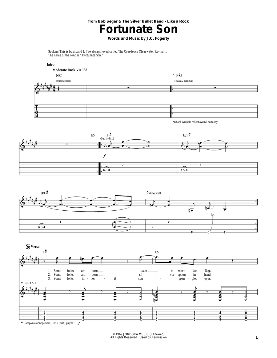 Fortunate Son Fortunate Son Acoustic Guitar scores gallery preview page 1
