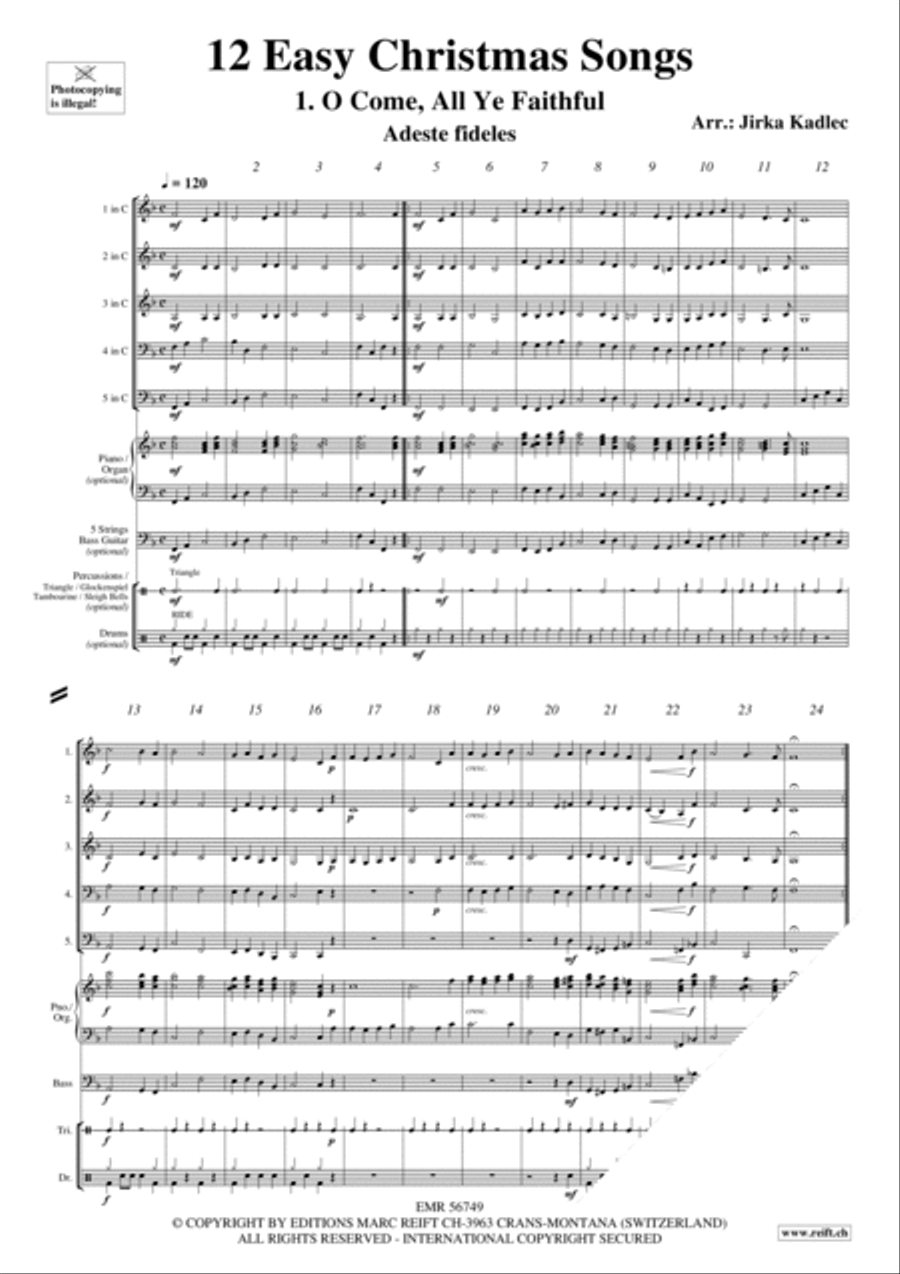12 Easy Christmas Songs Woodwind Quintet scores gallery preview page 3
