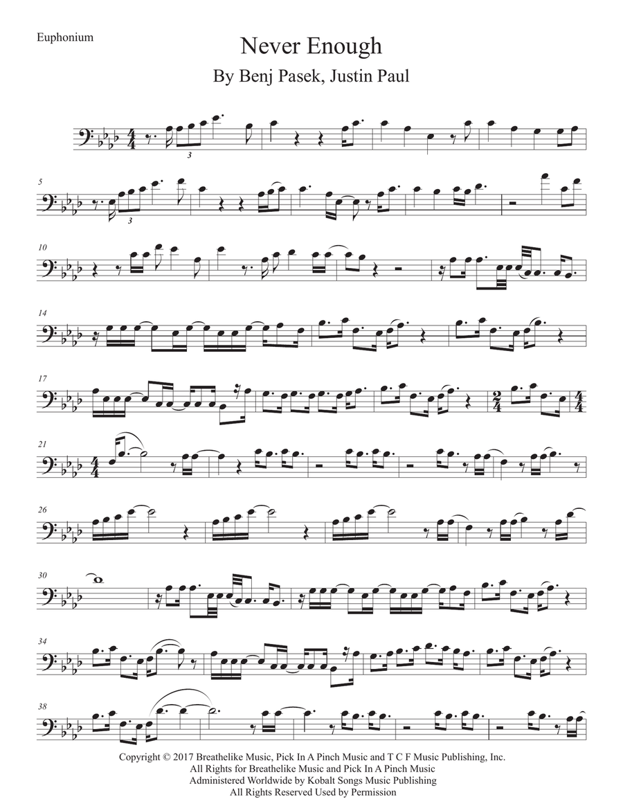 Never Enough Never Enough Euphonium scores gallery preview page 1