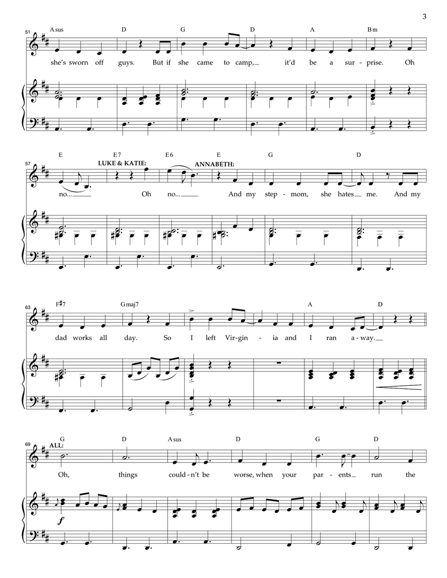The Campfire Song (from The Lightning Thief: The Percy Jackson Musical) Voice scores gallery preview page 3