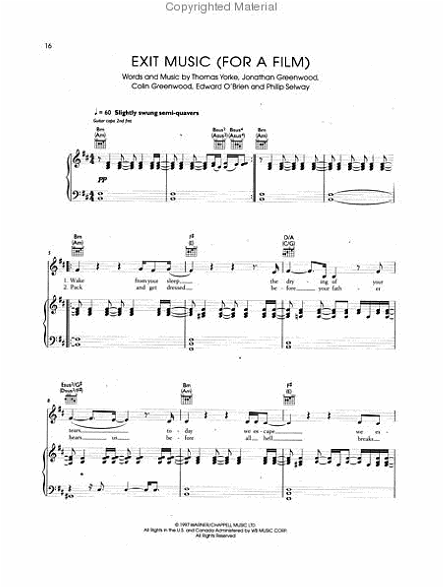 Radiohead Radiohead Piano, Vocal, Guitar scores gallery preview page 3