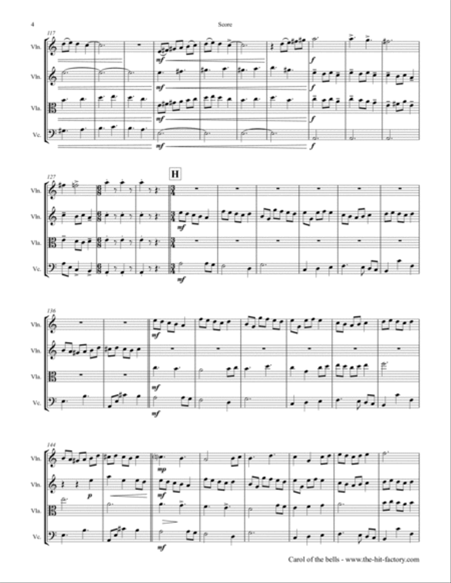 Carol of the Bells - Pentatonix style - String Quartet - Am Carol of the Bells - Pentatonix style - String Quartet - Am String Quartet scores gallery preview page 4
