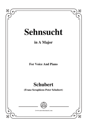 Book cover for Schubert-Sehnsucht,in A Major,Op.8,No.2,for Voice and Piano