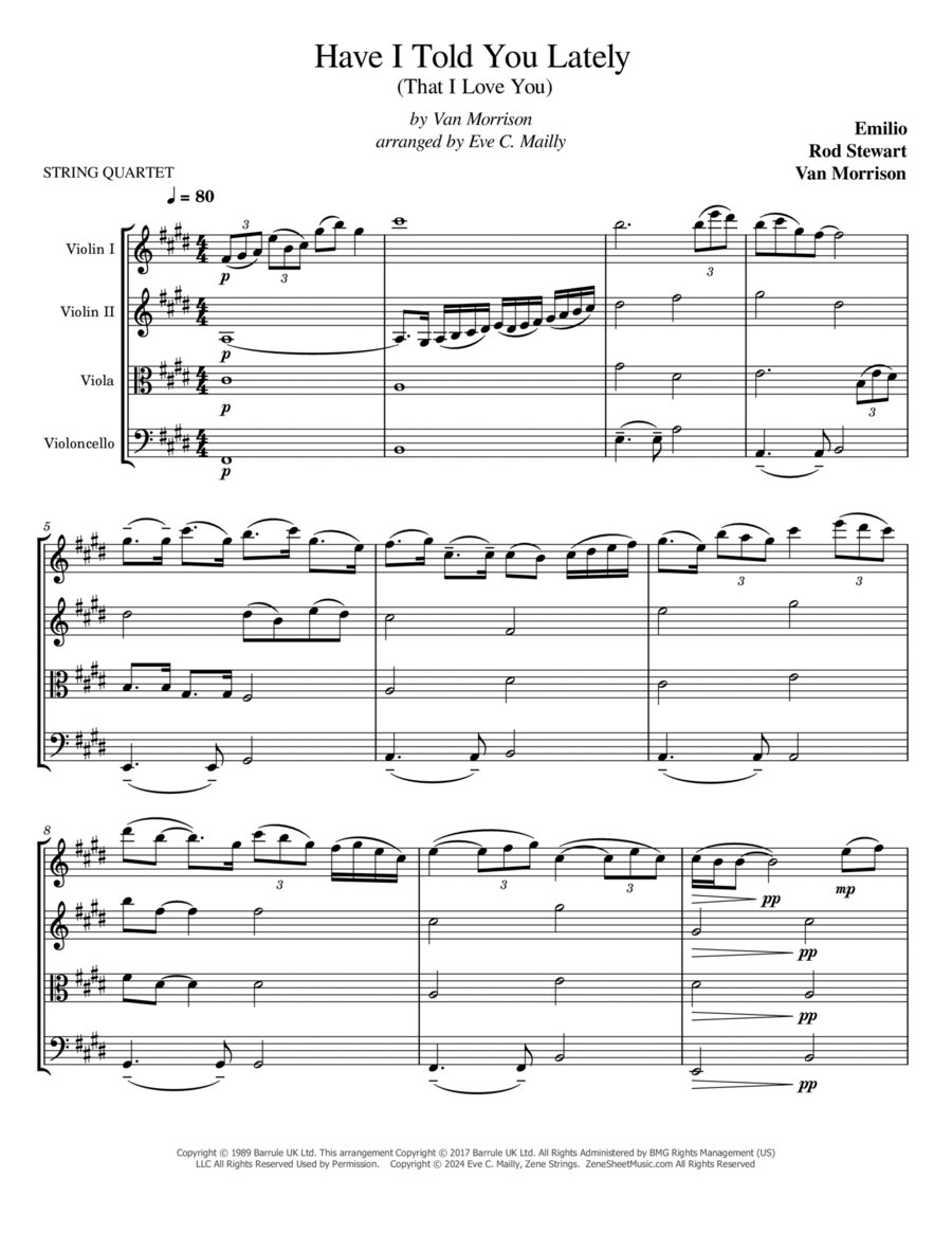 Have I Told You Lately Have I Told You Lately String Quartet scores gallery preview page 1