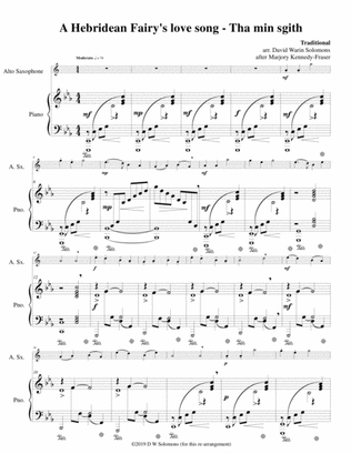 Hebridean fairy's love song (Tha Mi sgith) arranged for alto saxophone and piano
