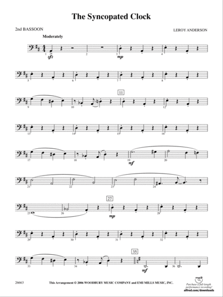 The Syncopated Clock: 2nd Bassoon Full Orchestra scores gallery preview page 1