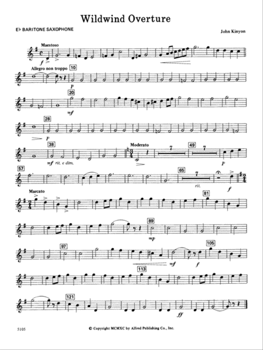 Wildwind Overture: E-flat Baritone Saxophone Concert Band scores gallery preview page 1