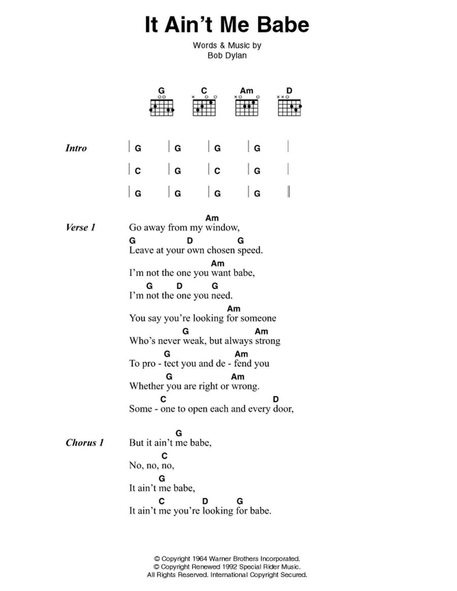 It Ain't Me Babe Electric Guitar scores gallery preview page 1