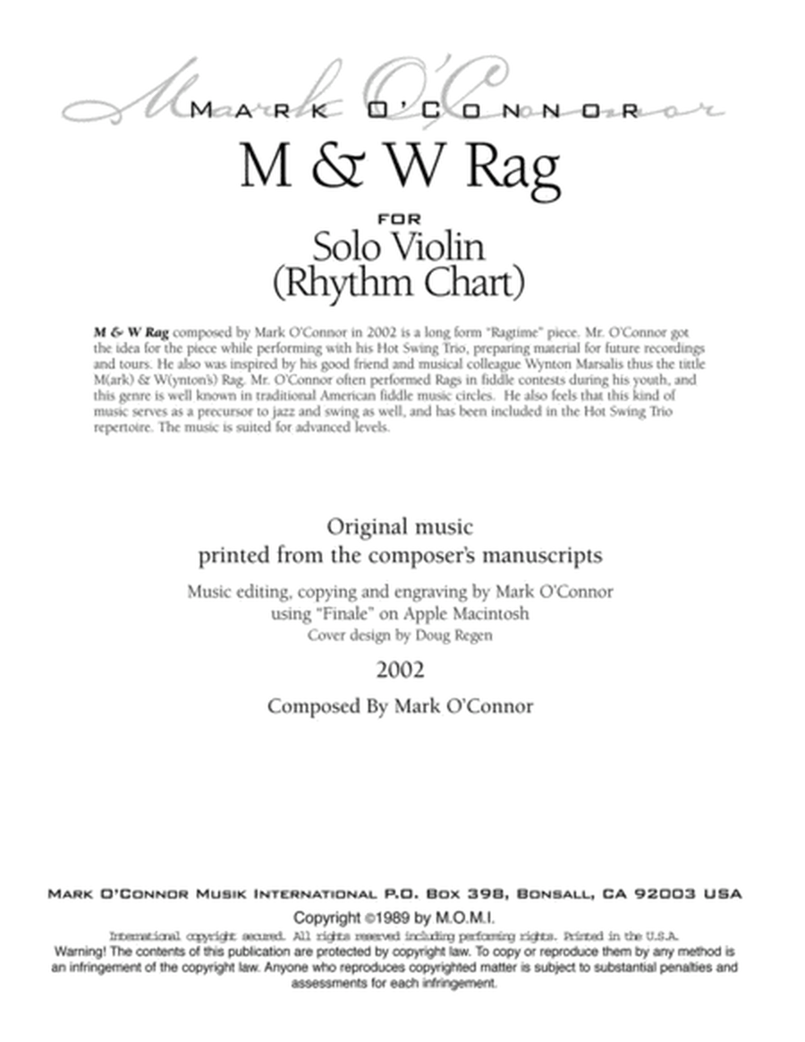 M & W Rag (rhythm chart - violin solo) image number null