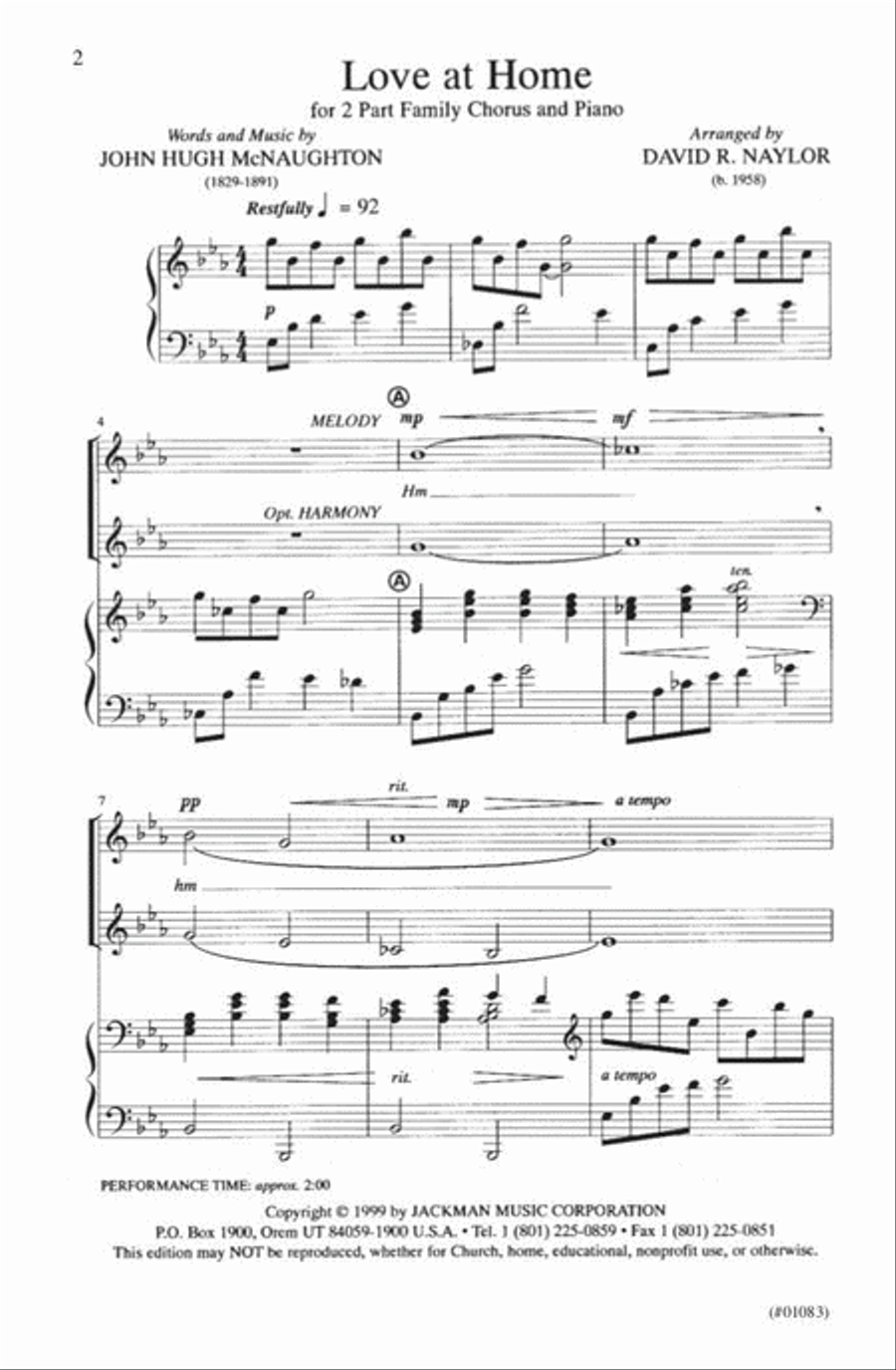 Love at Home - Two Part Love at Home - Two Part TB scores gallery preview page 2