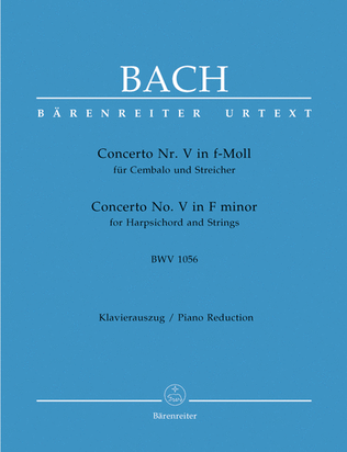 Book cover for Concerto for Harpsichord and Strings No. 5 f minor BWV 1056