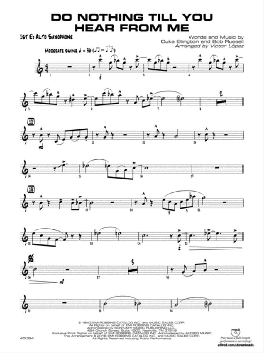 Do Nothing Till You Hear from Me: E-flat Alto Saxophone Jazz Ensemble scores gallery preview page 1