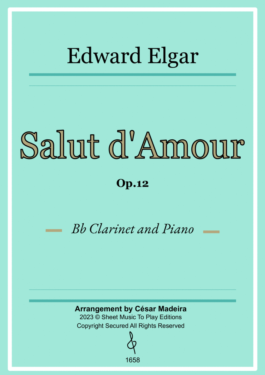 Salut d'Amour by Elgar - Bb Clarinet and Piano (Full Score and Parts) image number null