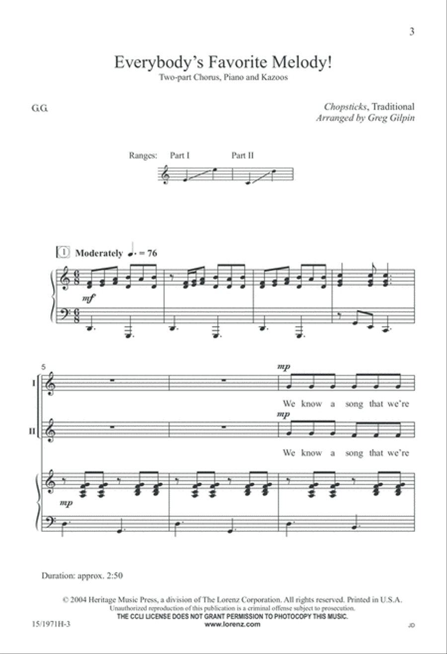 Everybody's Favorite Melody! 2-Part scores gallery preview page 4
