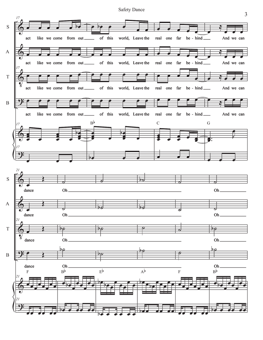 The Safety Dance 4-Part scores gallery preview page 3