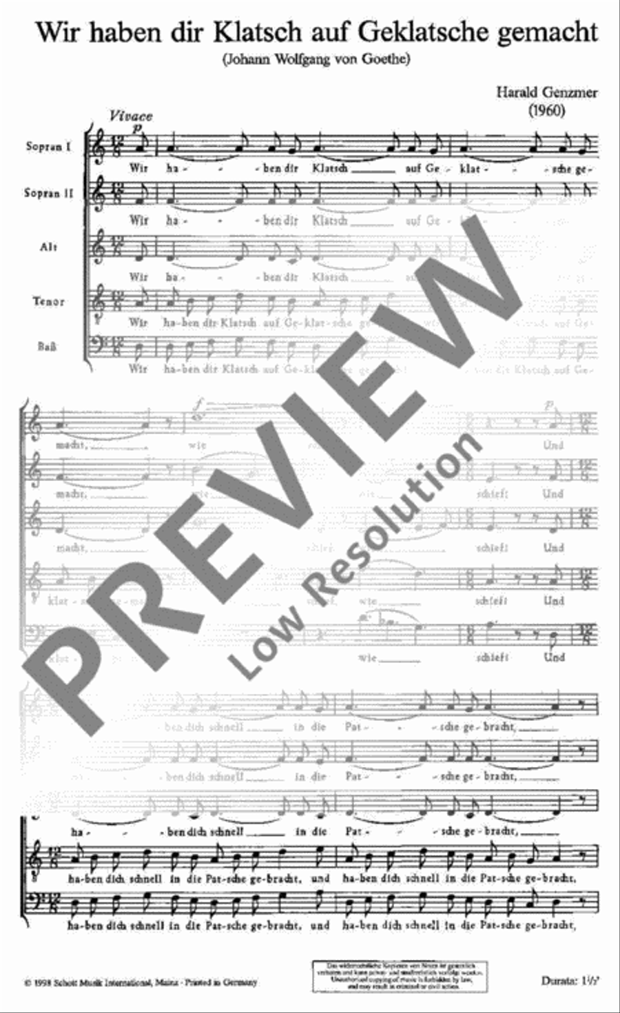 Wir haben dir Klatsch auf Geklatsche gemacht SSATB scores gallery preview page 2