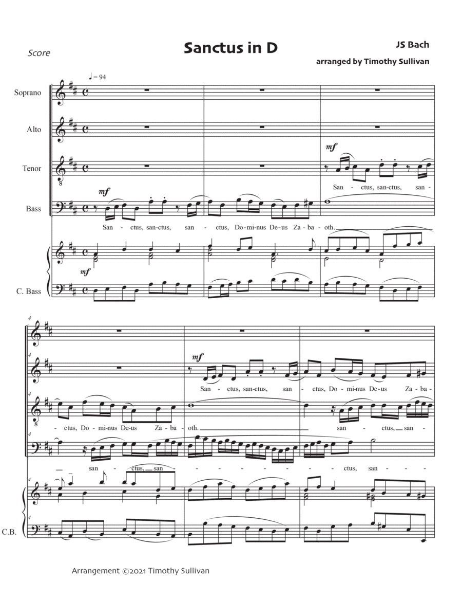 Sanctus in D Major 4-Part scores gallery preview page 1