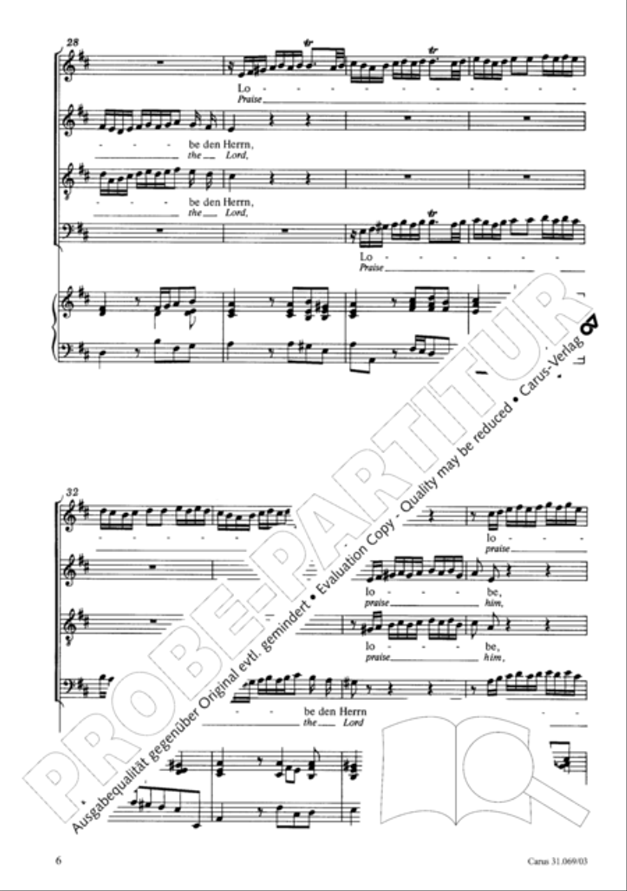 Praise the Lord, O my spirit (Lobe den Herrn, o meine Seele) 4-Part scores gallery preview page 6