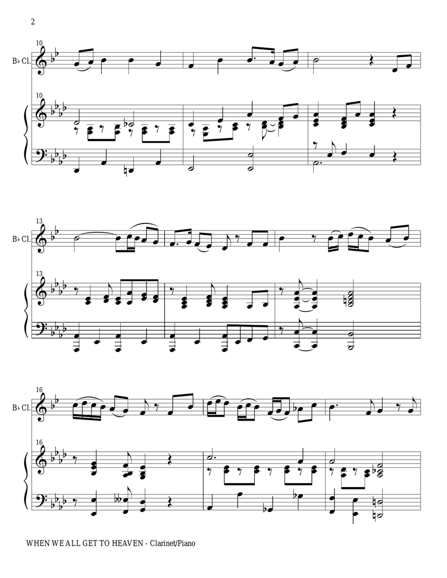 WHEN WE ALL GET TO HEAVEN (Bb Clarinet Piano and Clar Part) B-Flat Clarinet scores gallery preview page 2