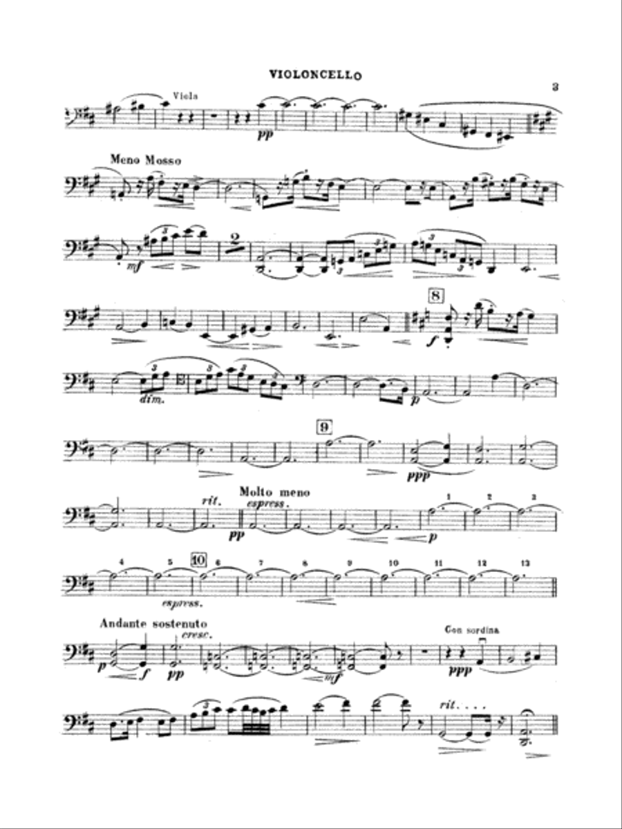 String Quartet in D Major (1907): Cello String Quartet scores gallery preview page 3