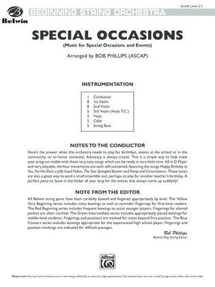Book cover for Special Occasions (Music for Special Occasions and Events): Score