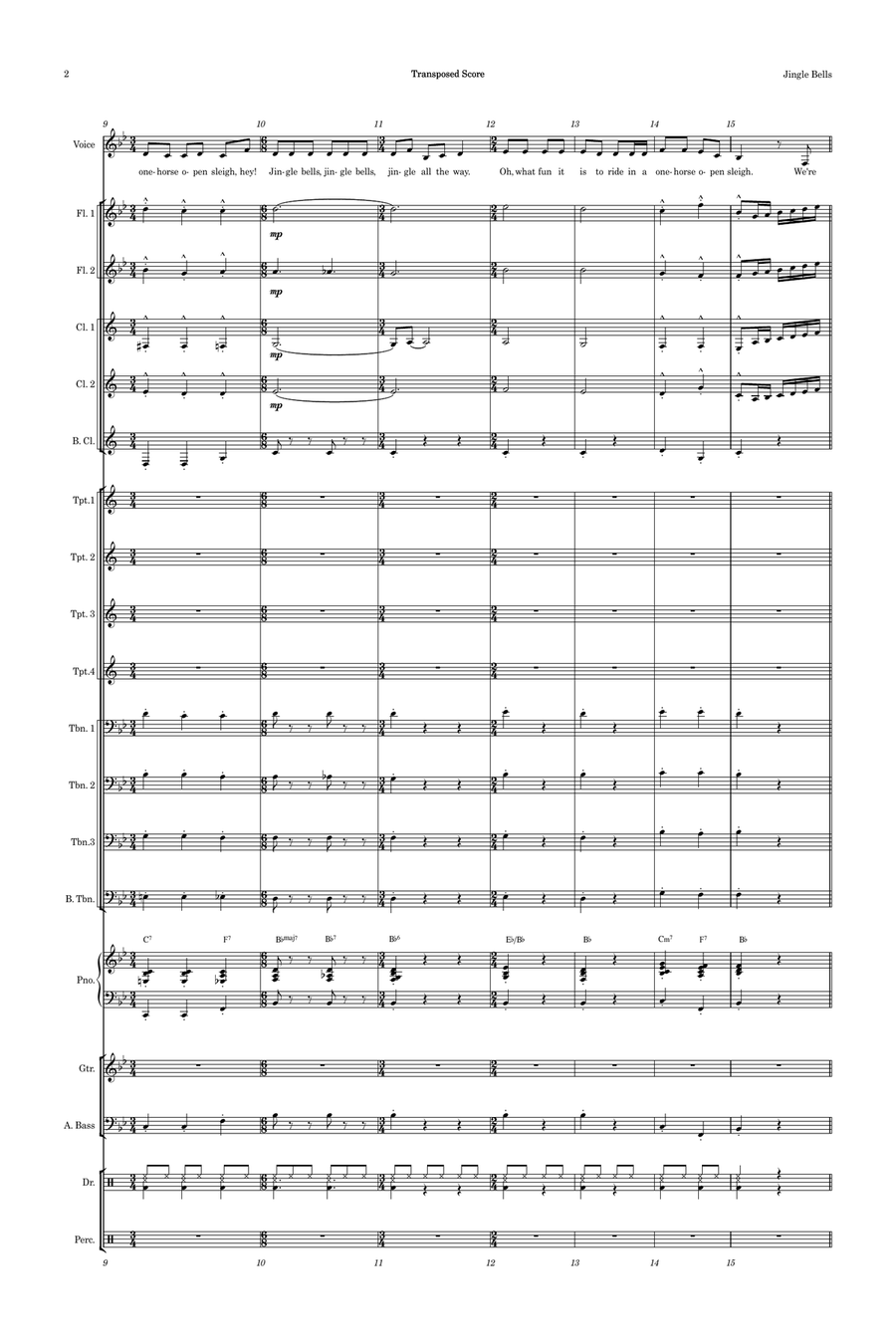 Jingle Bells Female Vocal with Big Band Key of Bb Jazz Ensemble scores gallery preview page 2