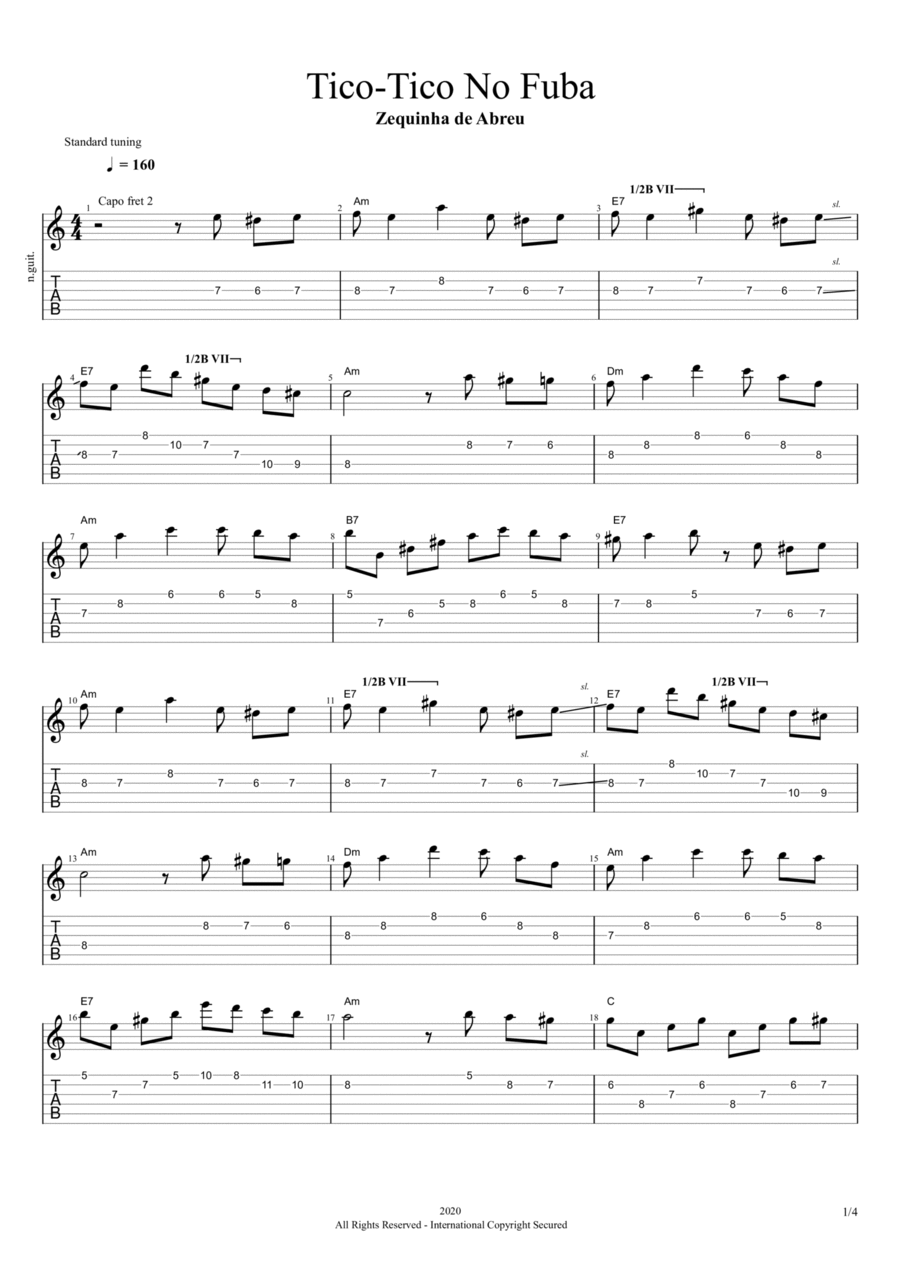 Tico-Tico No Fuba Acoustic Guitar scores gallery preview page 1