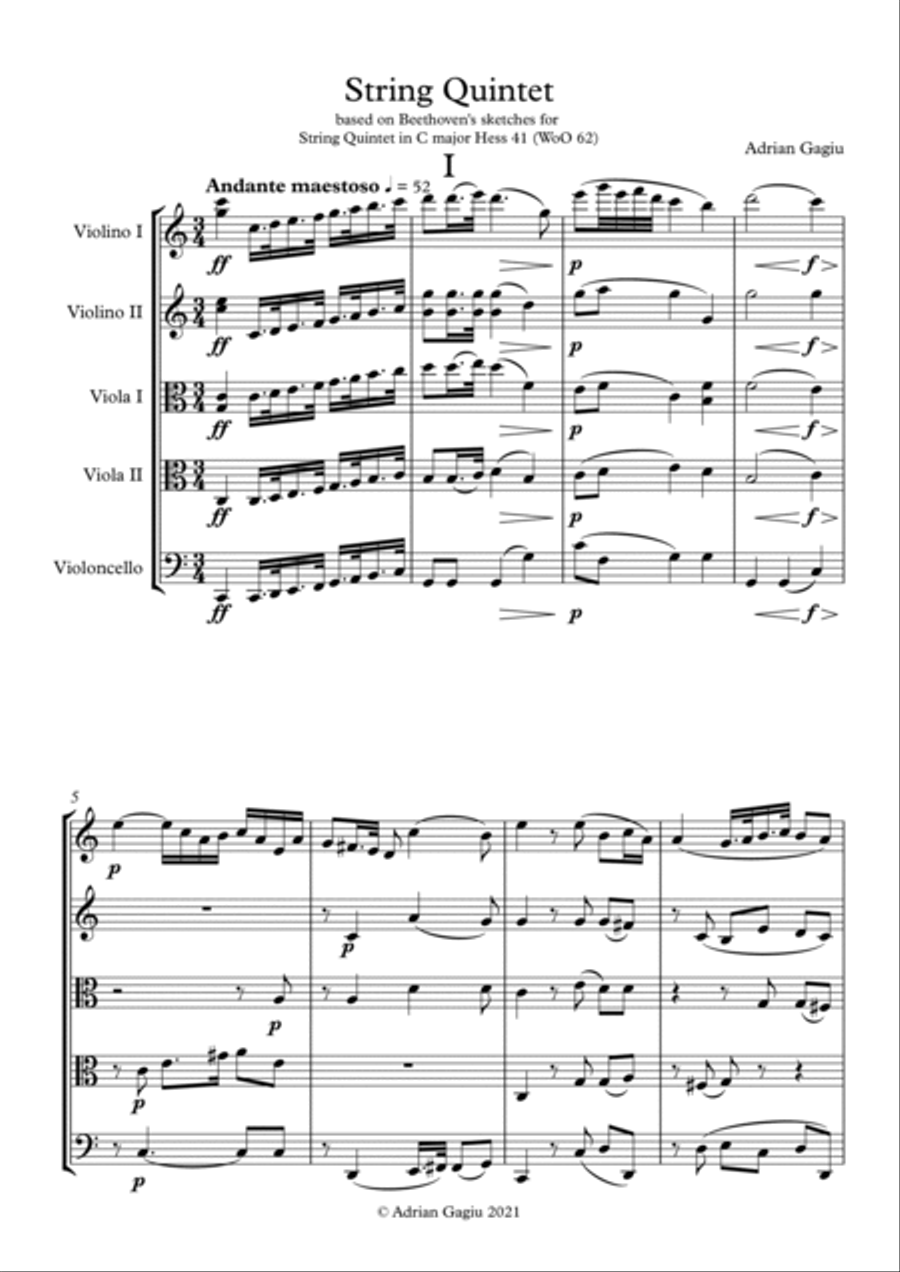 String Quintet based on Beethoven's sketches, op. 79 String Quartet scores gallery preview page 3